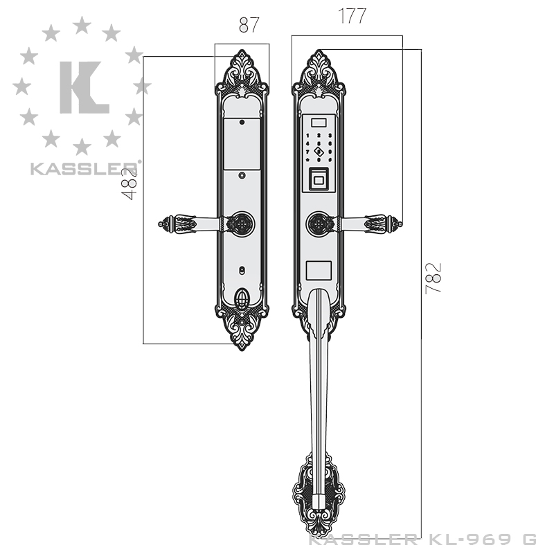 hông số kỹ thuật của khóa cửa vân tay tân cổ điển Kassler KL-969