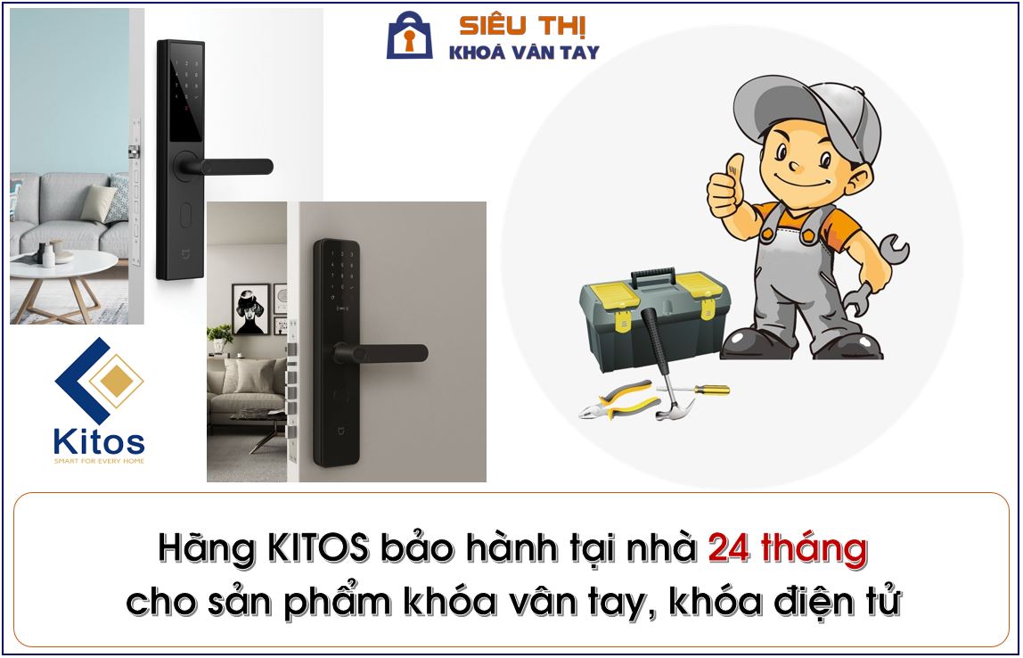 Sản phẩm khóa Kitos được hãng sản xuất bảo hành lâu dài tại nhà