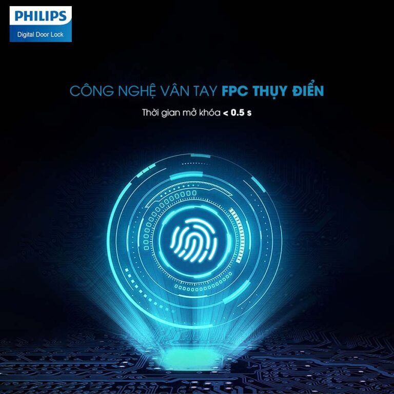 5. Khoá vân tay Philips 9200 sở hữu Công nghệ vân tay FPC Thụy Điển độc quyền