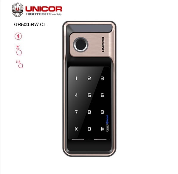 1. Khóa điện tử Unicor GR500 BW GLC thiết kế gọn nhẹ hiện đại sang trọng