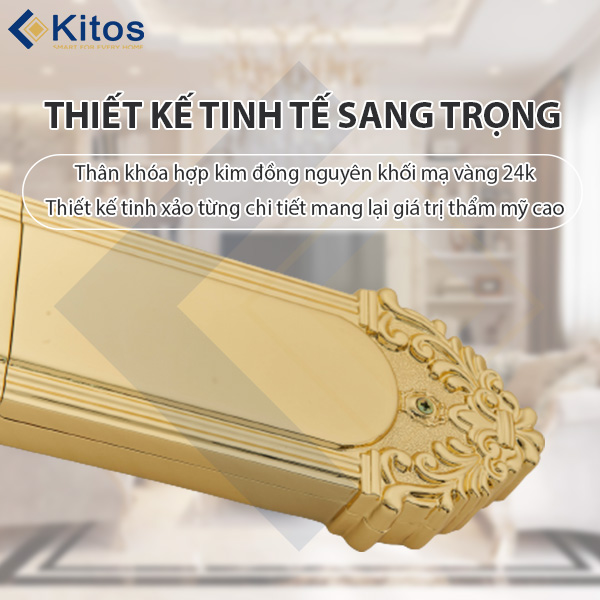 Khóa cửa vân tay tân cổ điển Kitos KT-C800 mạ vàng 24k