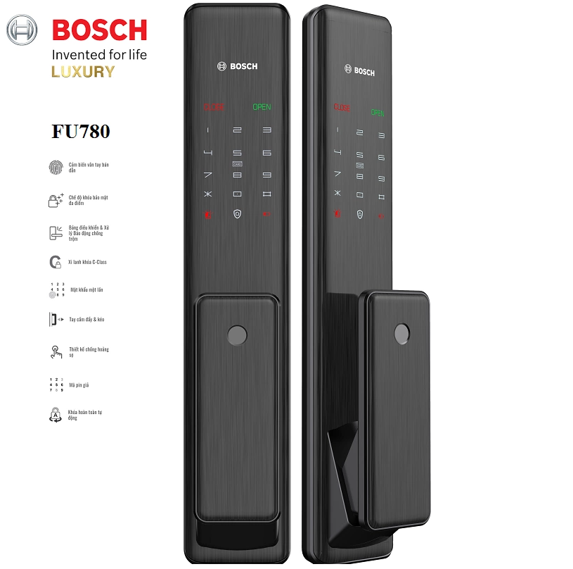Khóa cửa vân tay Bosch FU780KB sở hữu thiết kế sang trọng