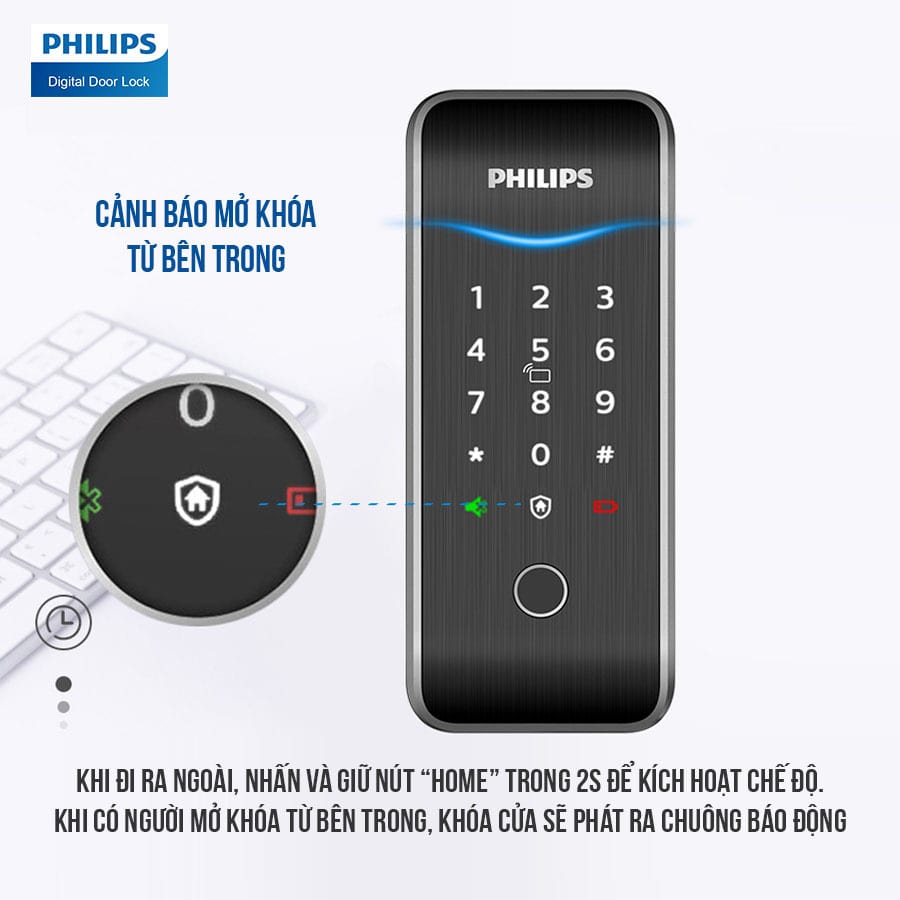 6. Cảnh báo nguy hiểm từ bên trong trên khoá điện tử Philips 5100-5HBKS