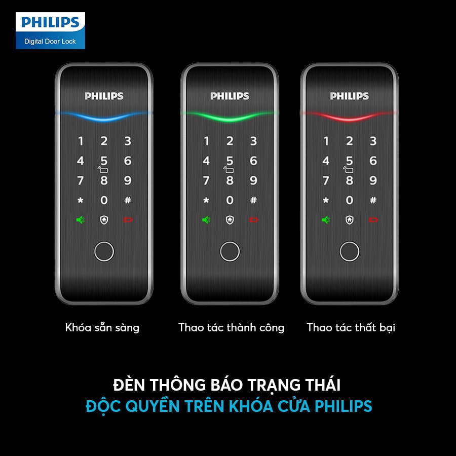 3. Đèn thông báo trạng thái sắc nét trên khoá thông minh Philips-5100 5HBKS