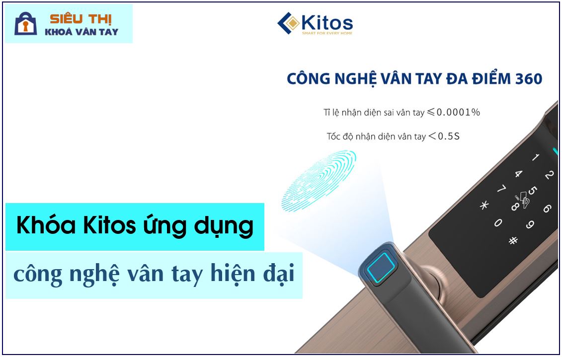Khóa Kitos ứng dụng công nghệ vân tay đa điểm 360