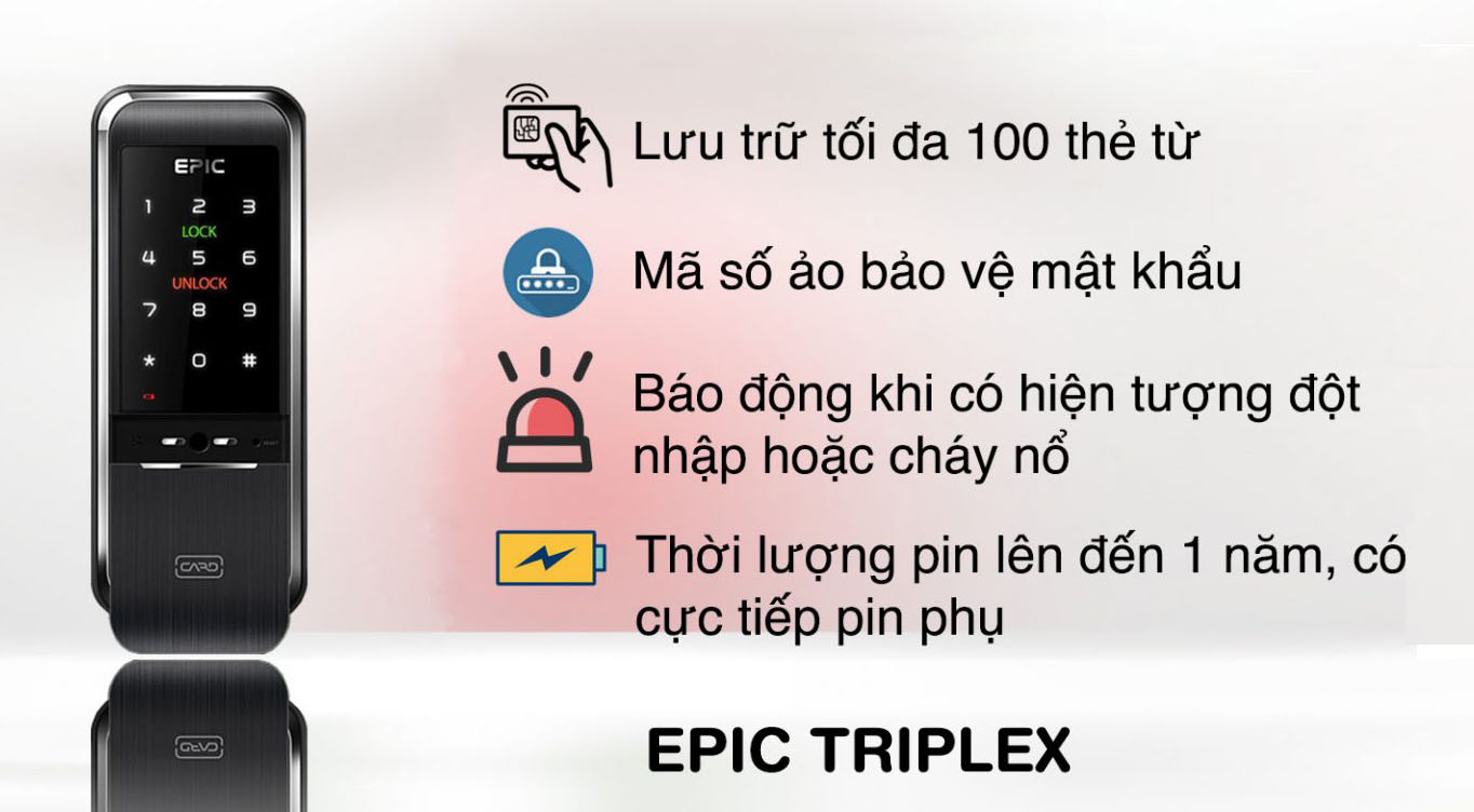 Khóa Điện Tử Thẻ Từ Mã Số EPIC Triplex 2 Way (Chính Hãng)