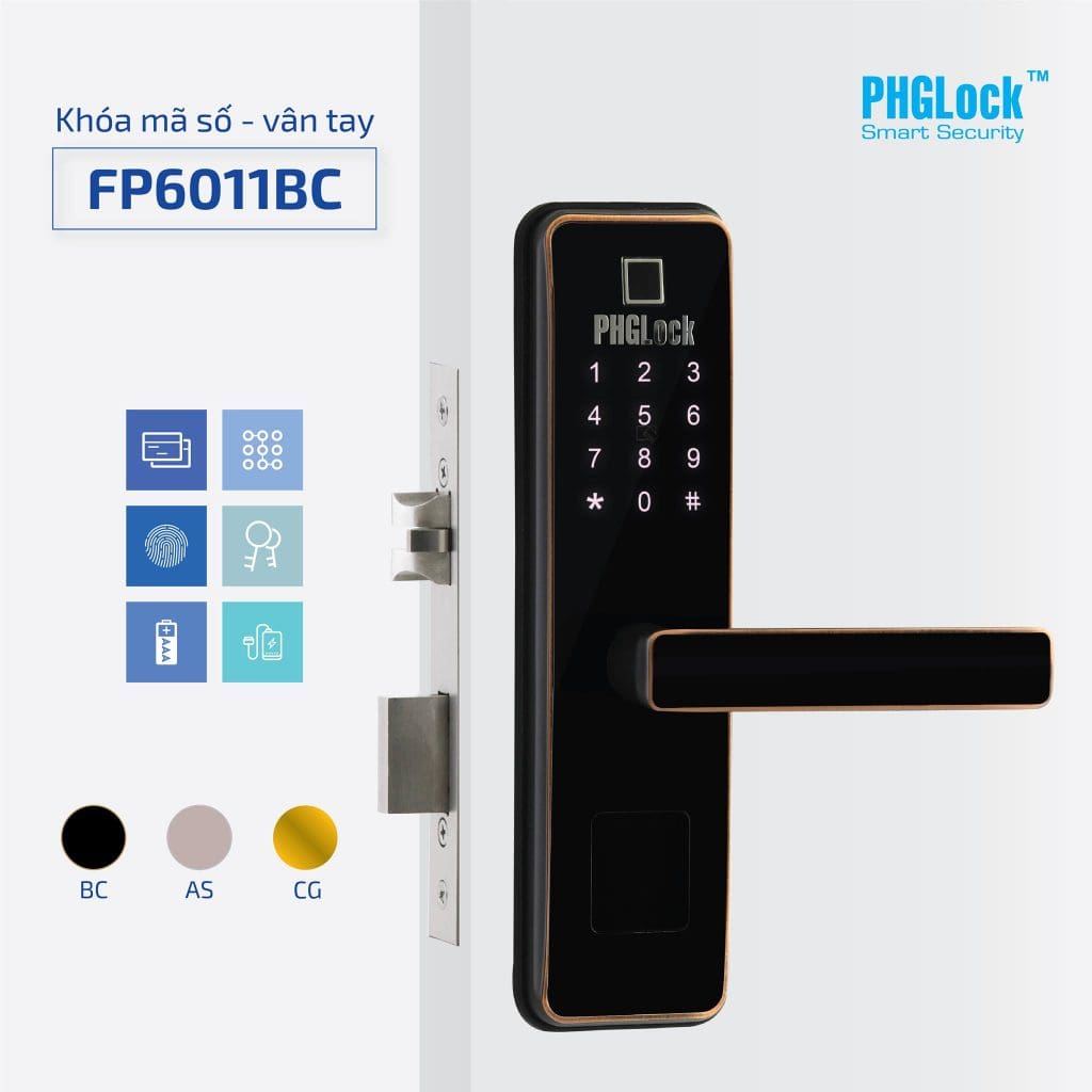 Khoá cửa vân tay PHGLock FP6011 sở hữu thiết kế sang trọng, thẩm mỹ